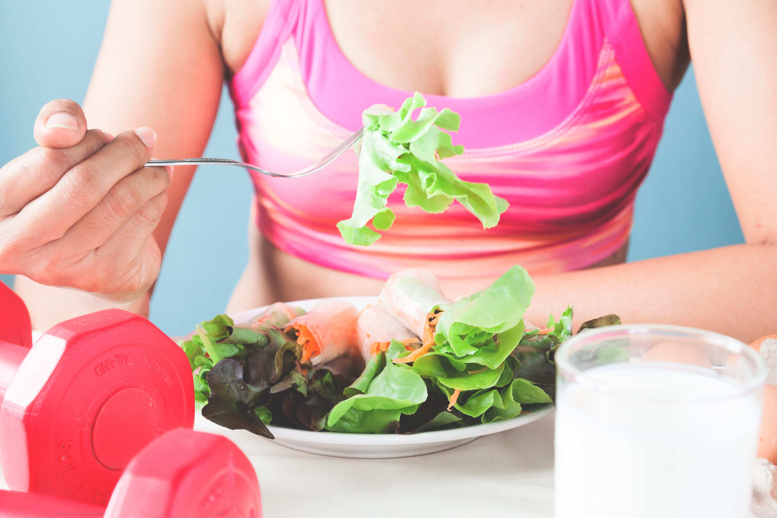 Woman eating a healthy salad